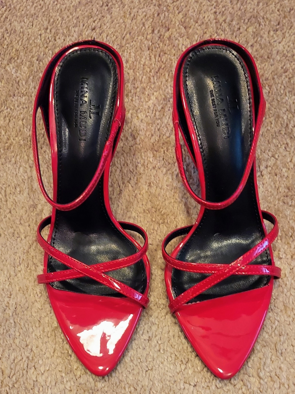 Red Strappy High Heel Sandals - Women's Dress Heels